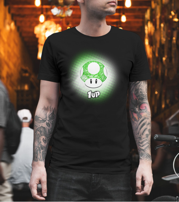 1 Up Mushroom Icon with Green Glow T-Shirt 1 Up Mushroom Icon with Green Glow T-Shirt