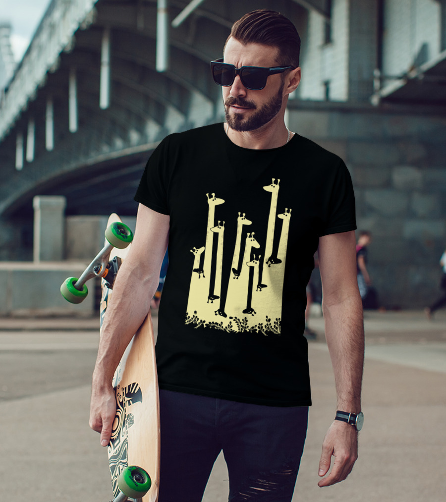 Giraffe Double Visionr Serenade In Yellow Forest T-Shirt