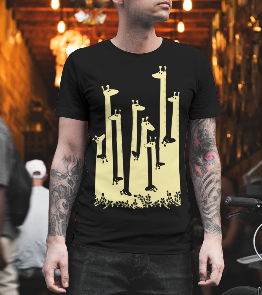 Giraffe Double Visionr Serenade In Yellow Forest T-Shirt