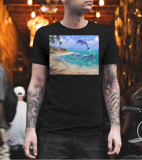 Bahama Dolphins Tropical Paradise with Jumping Dolphins T-Shirt Bahama Dolphins Tropical Paradise with Jumping Dolphins T-Shirt