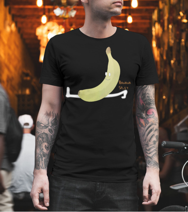 Banana Split Sfs Cartoon Stretching Banana with Smile T-Shirt Banana Split Sfs Cartoon Stretching Banana with Smile T-Shirt