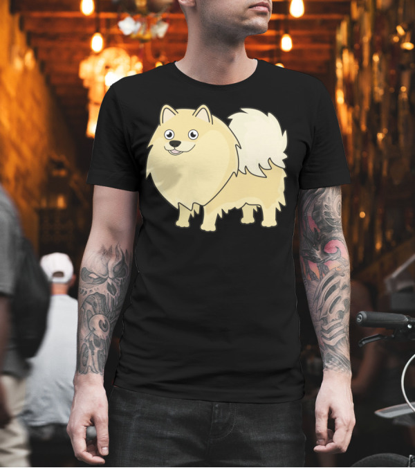 Cute Pomeranian T Graphic Happy Fluffy Cartoon Dog T-Shirt Cute Pomeranian T Graphic Happy Fluffy Cartoon Dog T-Shirt
