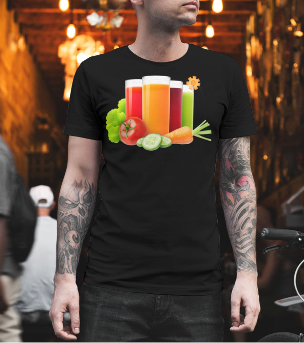 Vegetable Juices Tomato Carrot Cucumber Lettuce T-Shirt Vegetable Juices Tomato Carrot Cucumber Lettuce T-Shirt