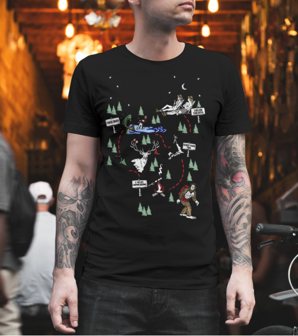 Visit Yosemite Valley Adventure Map with Half Dome and Bigfoot Sighting T-Shirt Visit Yosemite Valley Adventure Map with Half Dome and Bigfoot Sighting T-Shirt
