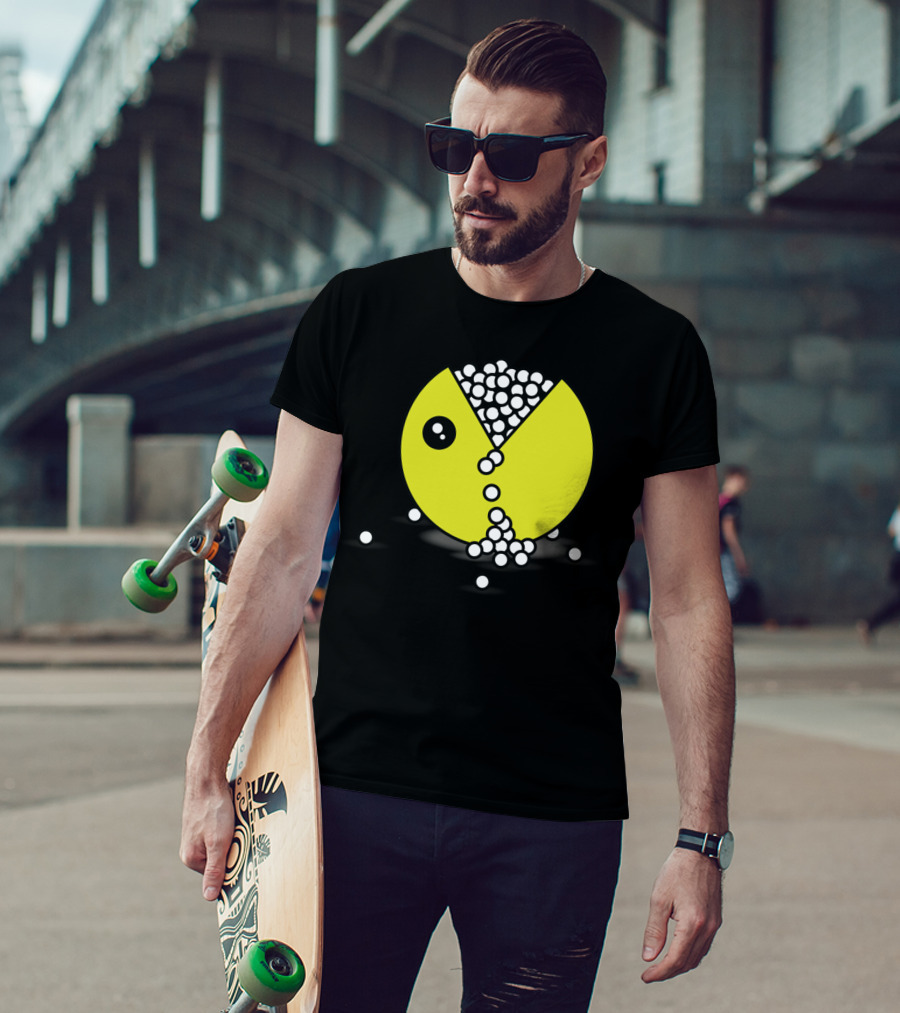 Pac Attack Classic Game Character Eating White Dots T-Shirt