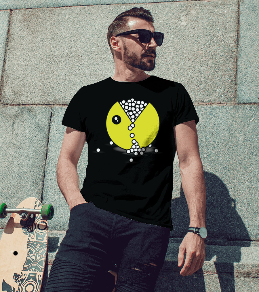 Pac Attack Classic Game Character Eating White Dots T-Shirt