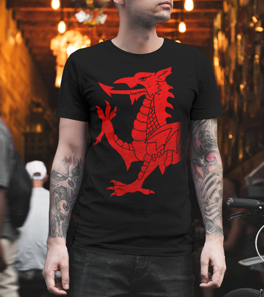 Cymru Welsh Red Dragon Halftone T-Shirt