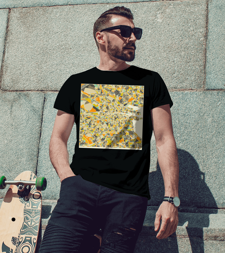 Dublin Map Colorful Urban Layout T-Shirt