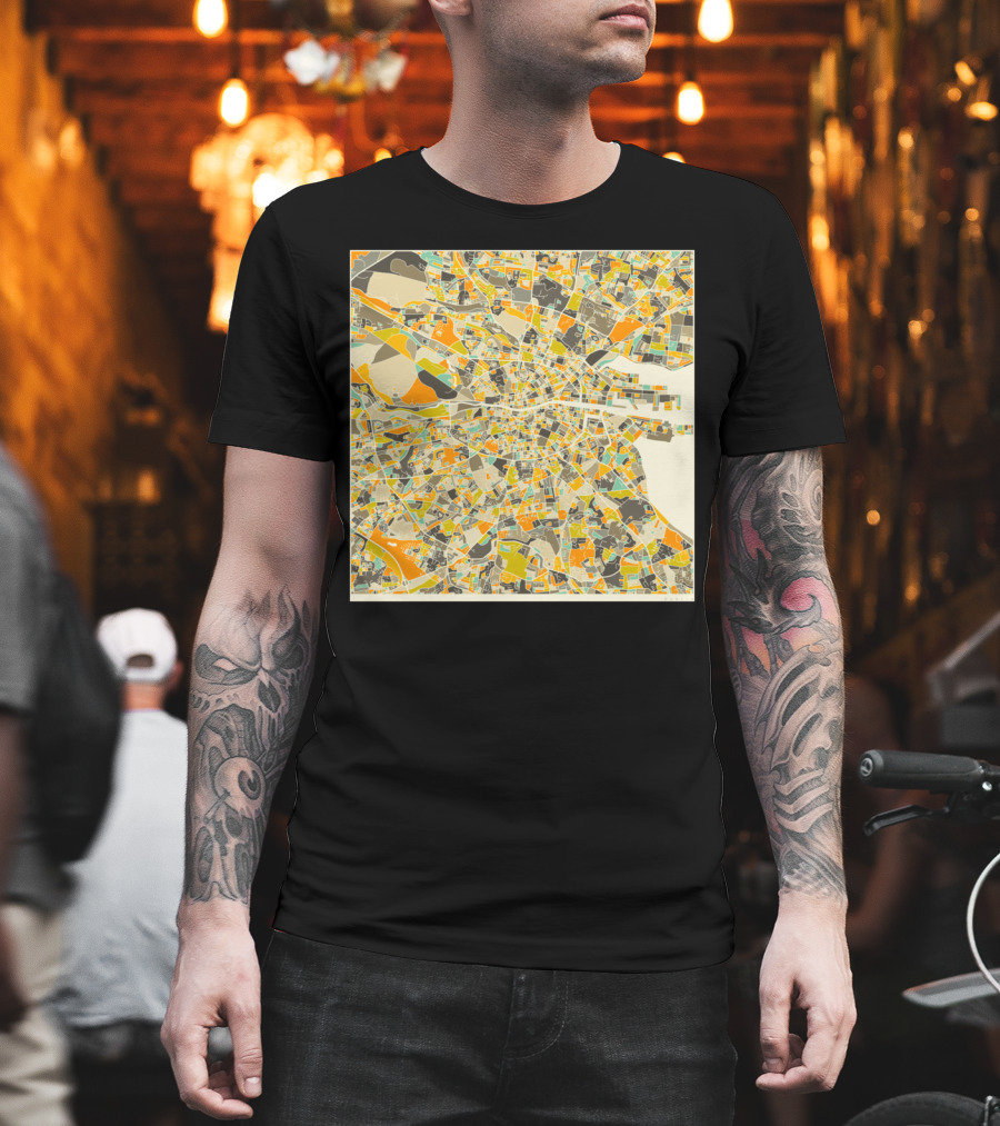 Dublin Map Colorful Urban Layout T-Shirt