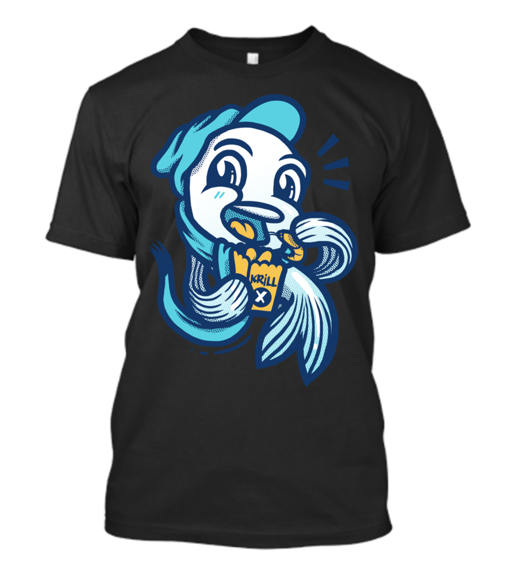 Fish And Krill Pops Blue Character Eating Krill Snacks T-Shirt