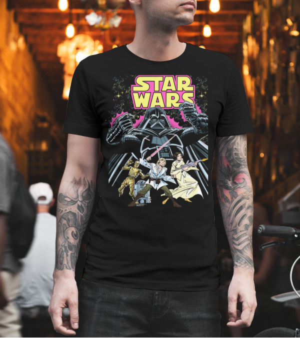 Star Wars Classic Comic Characters Darth Vader Luke Leia C3PO R2D2 T-Shirt Star Wars Classic Comic Characters Darth Vader Luke Leia C3PO R2D2 T-Shirt
