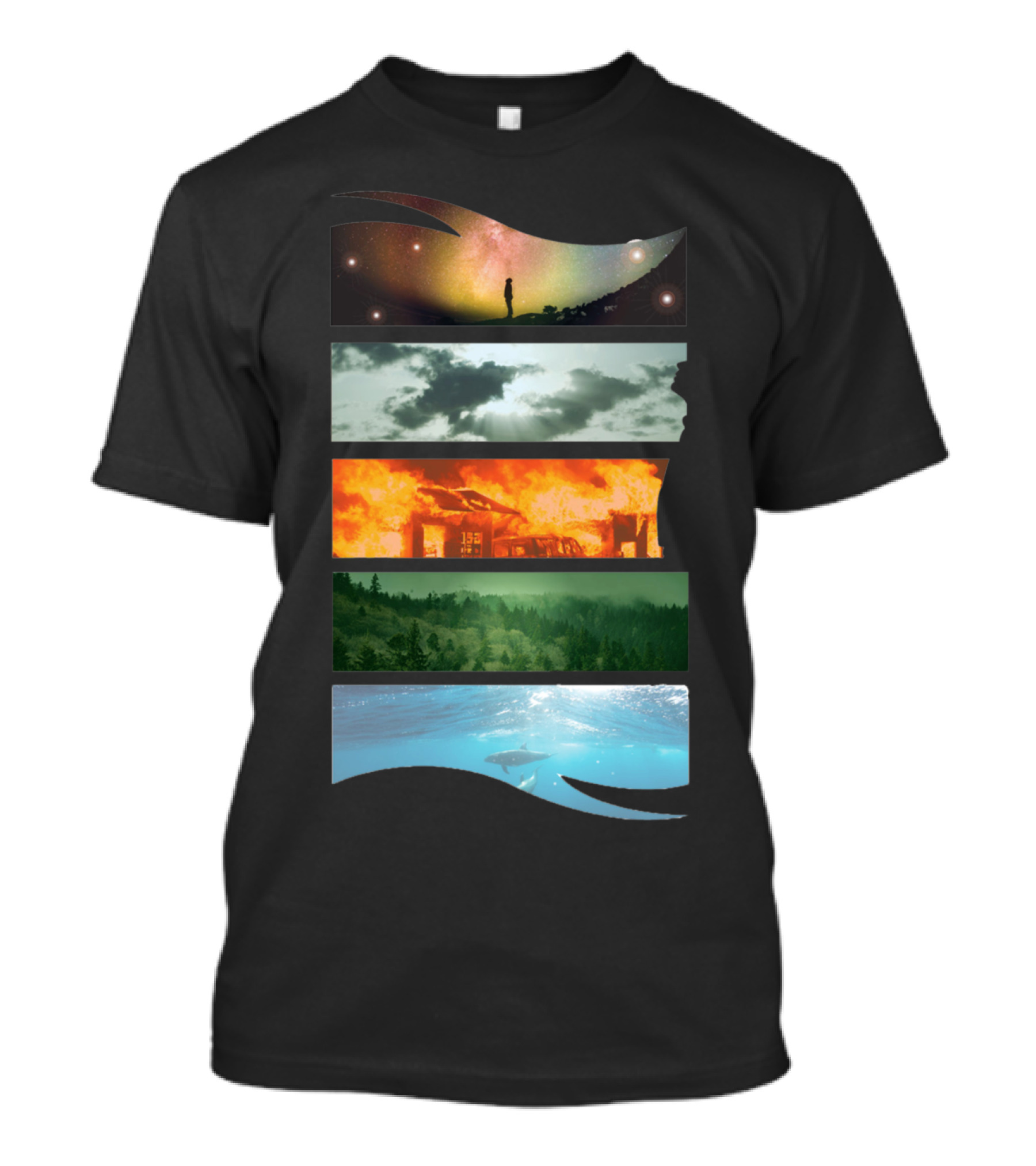 Cosmos Sky Fire Forest Ocean Elements T-Shirt