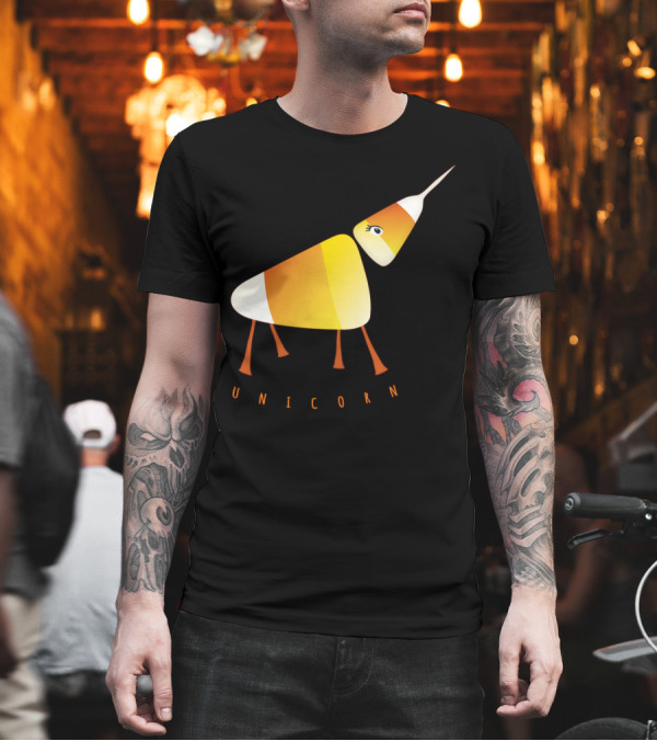 UNICORN Candy Corn Creature with Funny Design Elements T-Shirt UNICORN Candy Corn Creature with Funny Design Elements T-Shirt