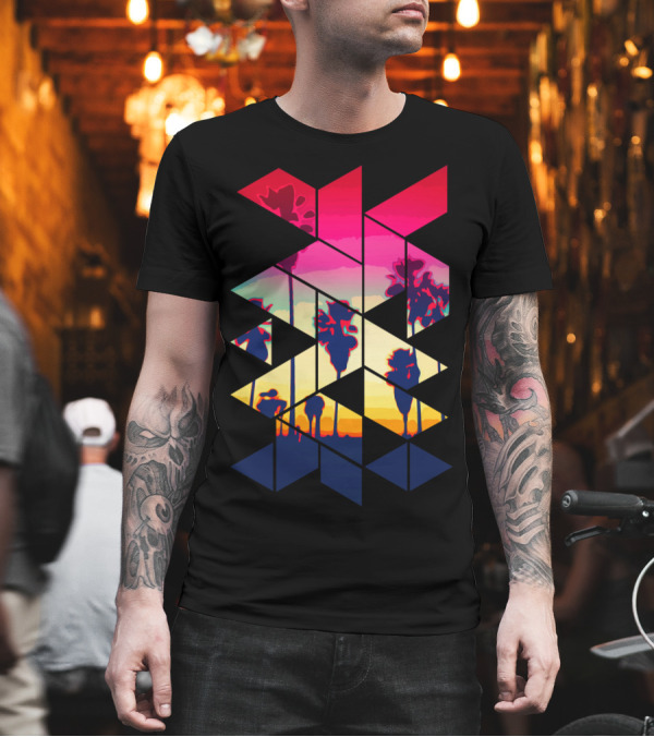 California Palm Beach Summer Sunset Geometry T-Shirt California Palm Beach Summer Sunset Geometry T-Shirt