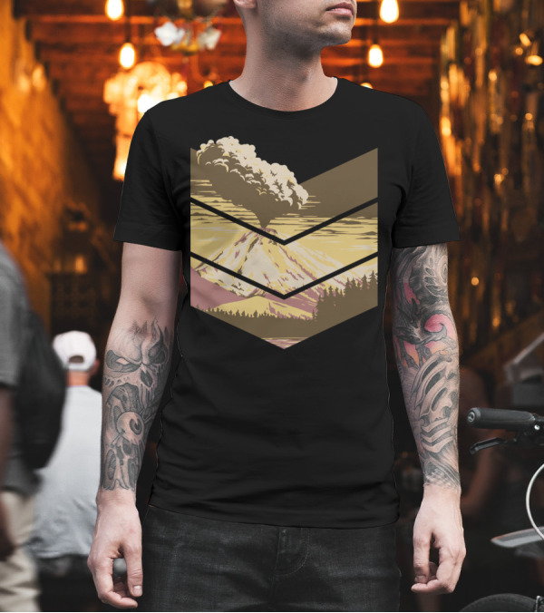 Volcano Eruption Mountain Landscape Forest View T-Shirt Volcano Eruption Mountain Landscape Forest View T-Shirt