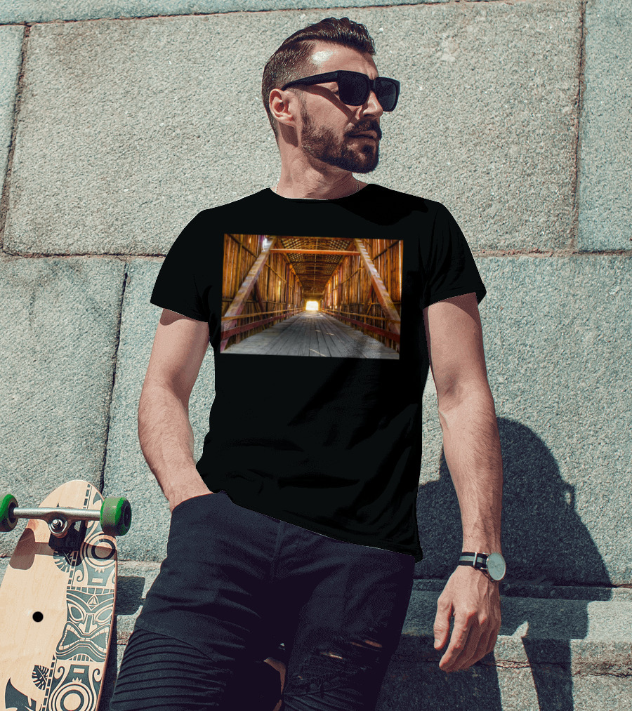 Covered Bridge Wooden Structure Rustic Interior Perspective T-Shirt