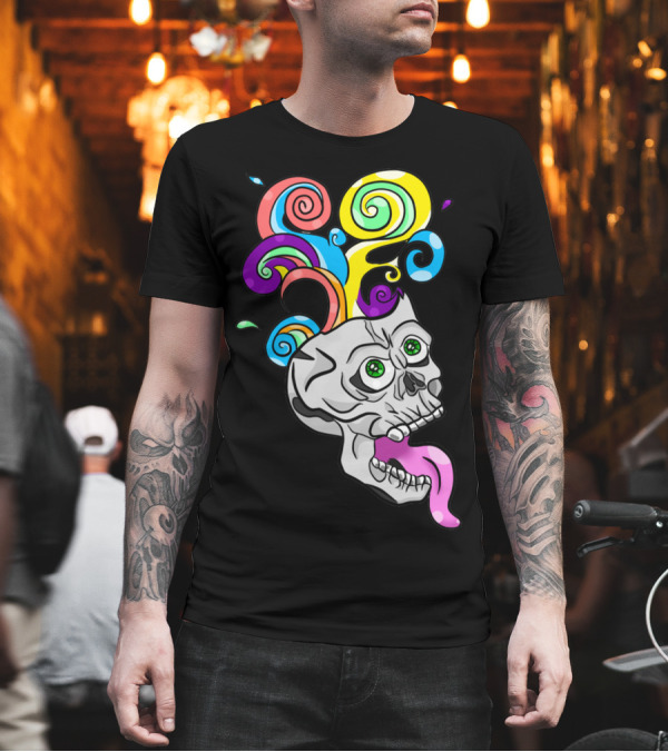 Creative Mind Skull with Colorful Swirls and Spirals by ByA T-Shirt Creative Mind Skull with Colorful Swirls and Spirals by ByA T-Shirt