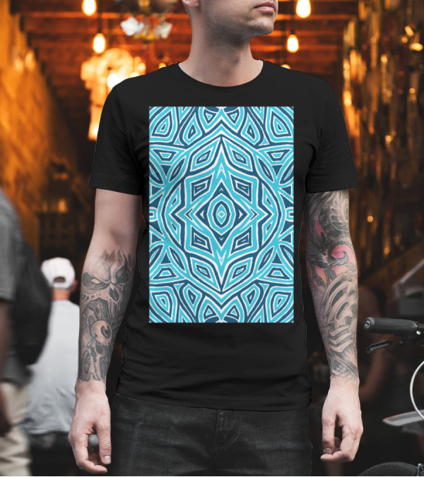 Rose Bud Blue Pattern Geometric Mandala T-Shirt Rose Bud Blue Pattern Geometric Mandala T-Shirt