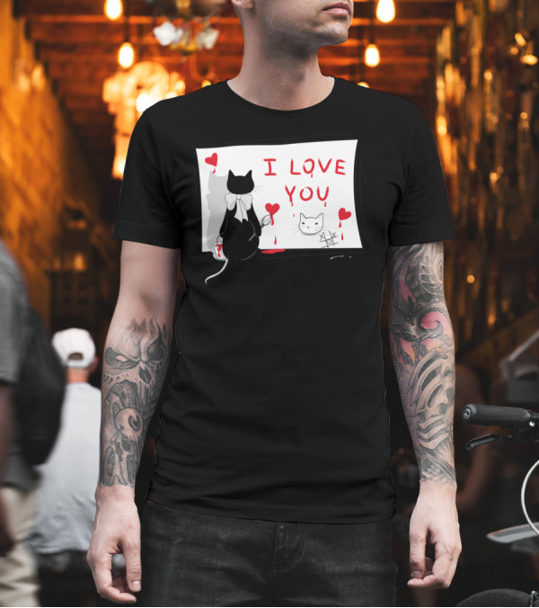 I Love You Cat Painting Hearts T-Shirt I Love You Cat Painting Hearts T-Shirt