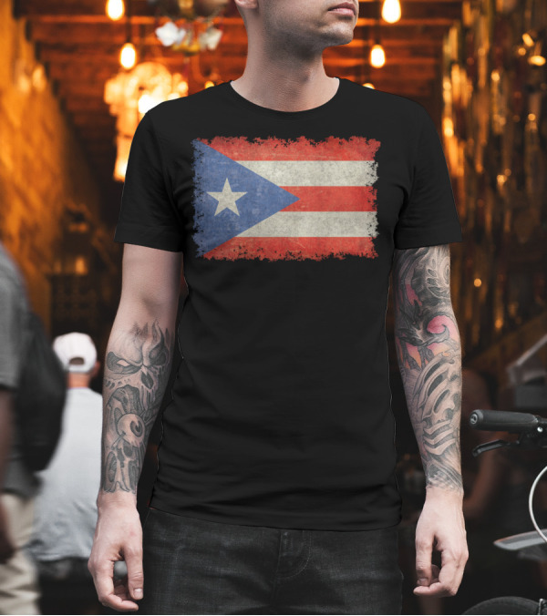 Puerto Rican Vintage Flag Distressed Look T-Shirt Puerto Rican Vintage Flag Distressed Look T-Shirt