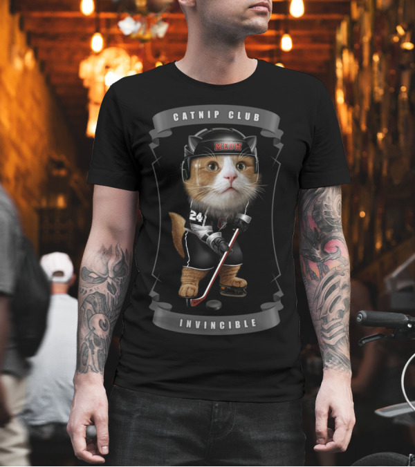 CATNIP CLUB INVINCIBLE MEOW HOCKEY CAT 24 T-Shirt CATNIP CLUB INVINCIBLE MEOW HOCKEY CAT 24 T-Shirt