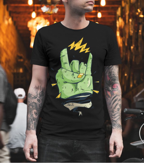 Rock Charge Lightning Zombie Hand Gesture T-Shirt Rock Charge Lightning Zombie Hand Gesture T-Shirt
