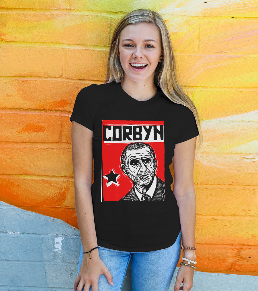 Corbyn Socialist Linocut Red Star T-Shirt