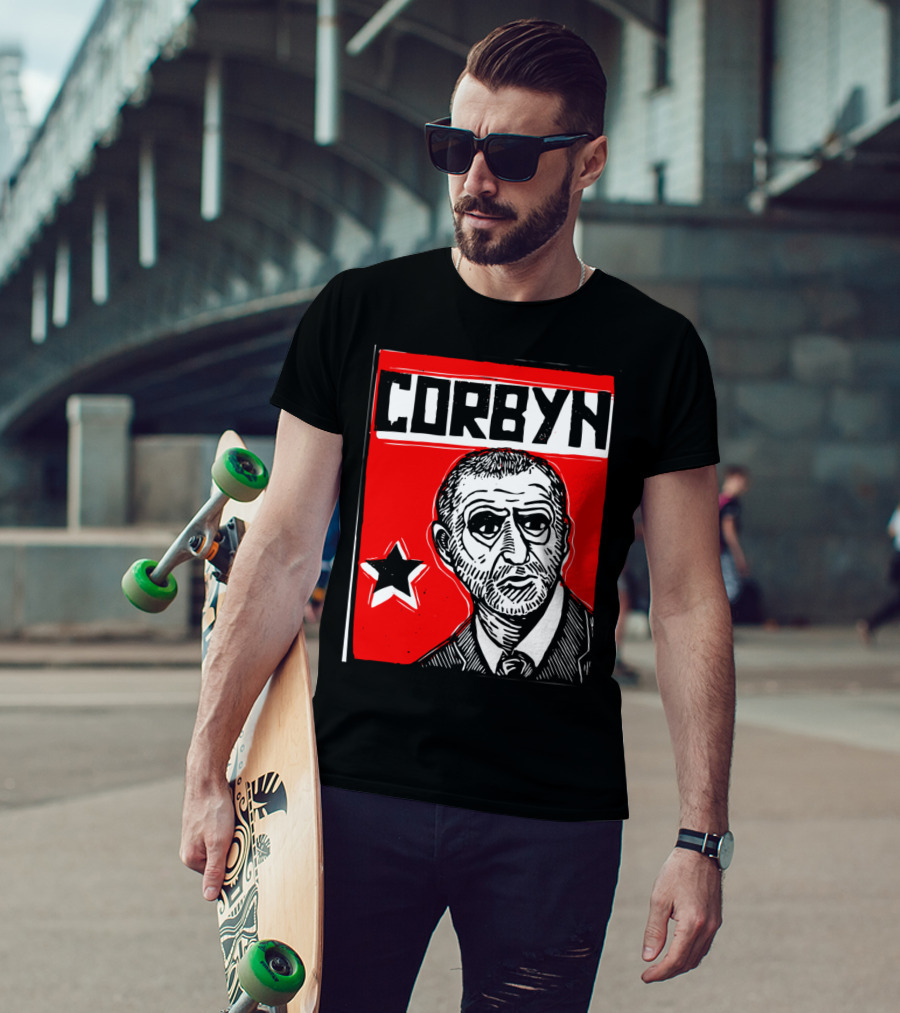 Corbyn Socialist Linocut Red Star T-Shirt