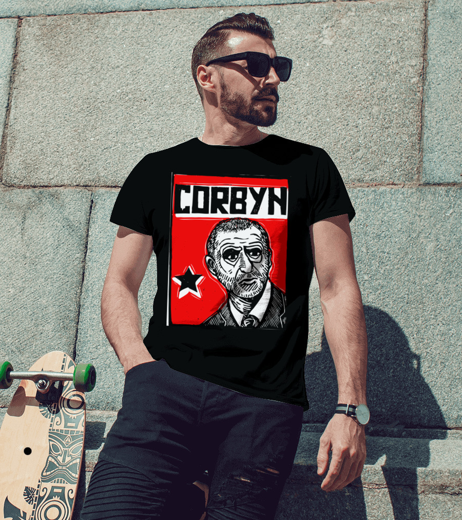 Corbyn Socialist Linocut Red Star T-Shirt