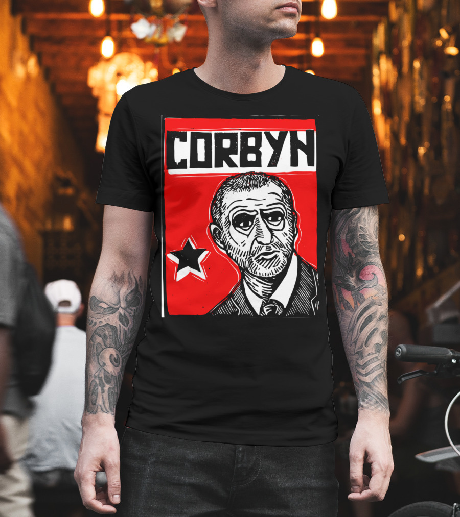 Corbyn Socialist Linocut Red Star T-Shirt