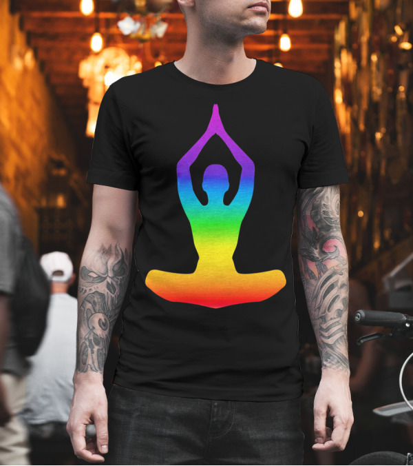 Chakra Yoga Rainbow Meditation Pose T-Shirt Chakra Yoga Rainbow Meditation Pose T-Shirt