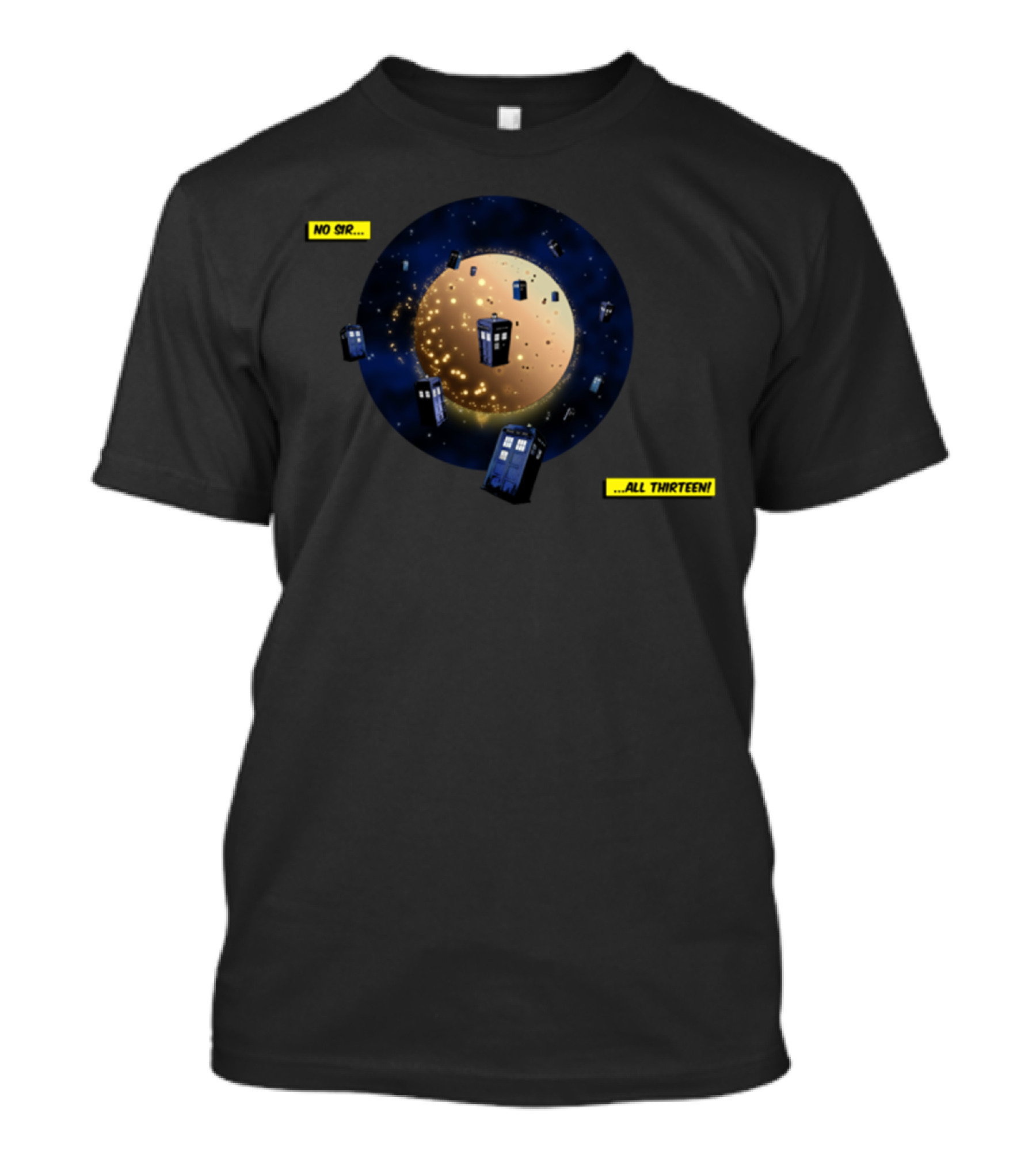 No Sir All Thirteen TARDIS Planets T-Shirt
