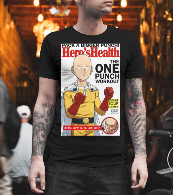 Hemo's Health the One Punch Workout Saitama Shows Us His Game Face Defeat Your Enemies with This 3-Year Routine T-Shirt Hemo's Health the One Punch Workout Saitama Shows Us His Game Face Defeat Your Enemies with This 3-Year Routine T-Shirt