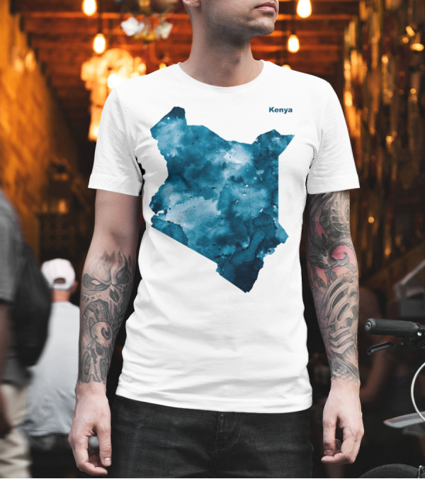 Kenya Blue Watercolor Map T-Shirt Kenya Blue Watercolor Map T-Shirt
