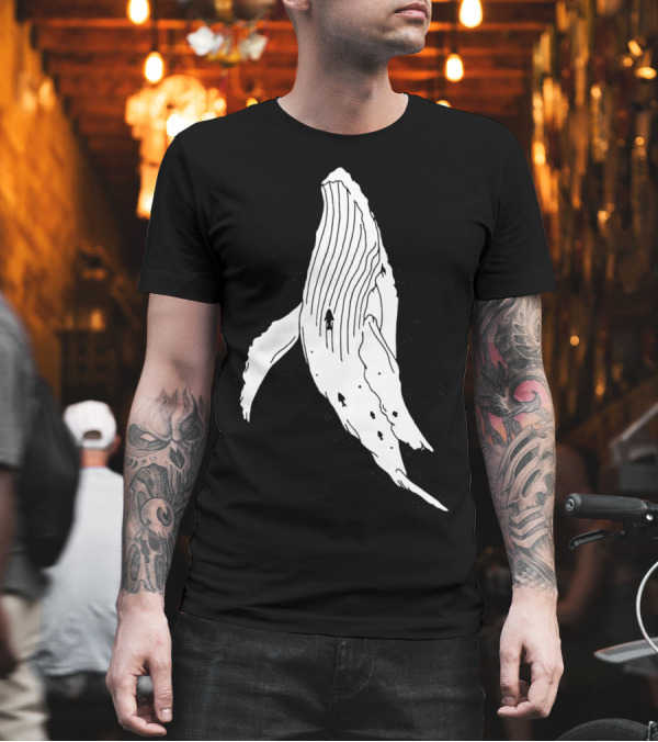 Whale with Diver in Minimalist T-Shirt Whale with Diver in Minimalist T-Shirt