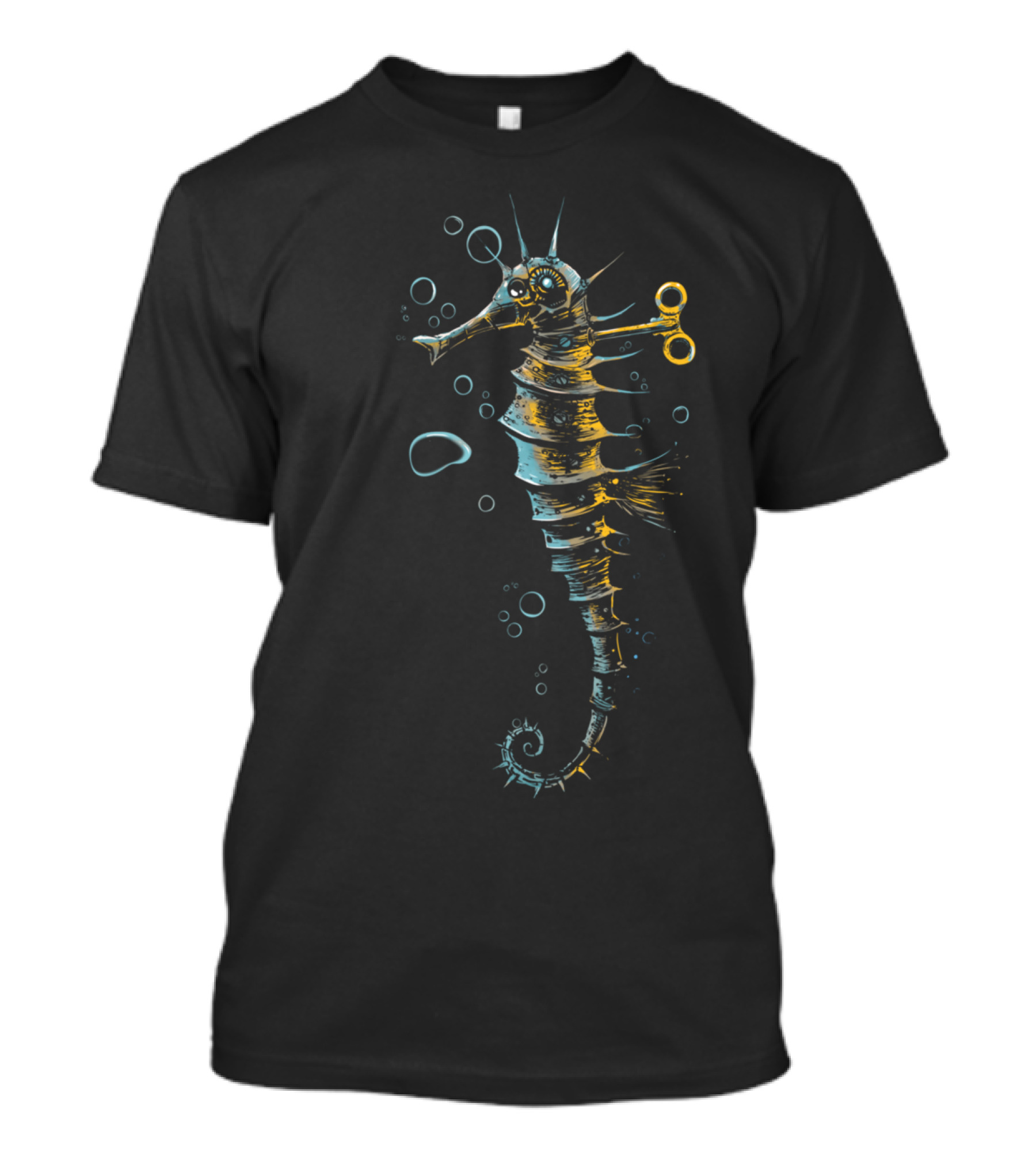 Mechanical Seahorse Wind-Up Steampunk Aquatic Fantasy T-Shirt