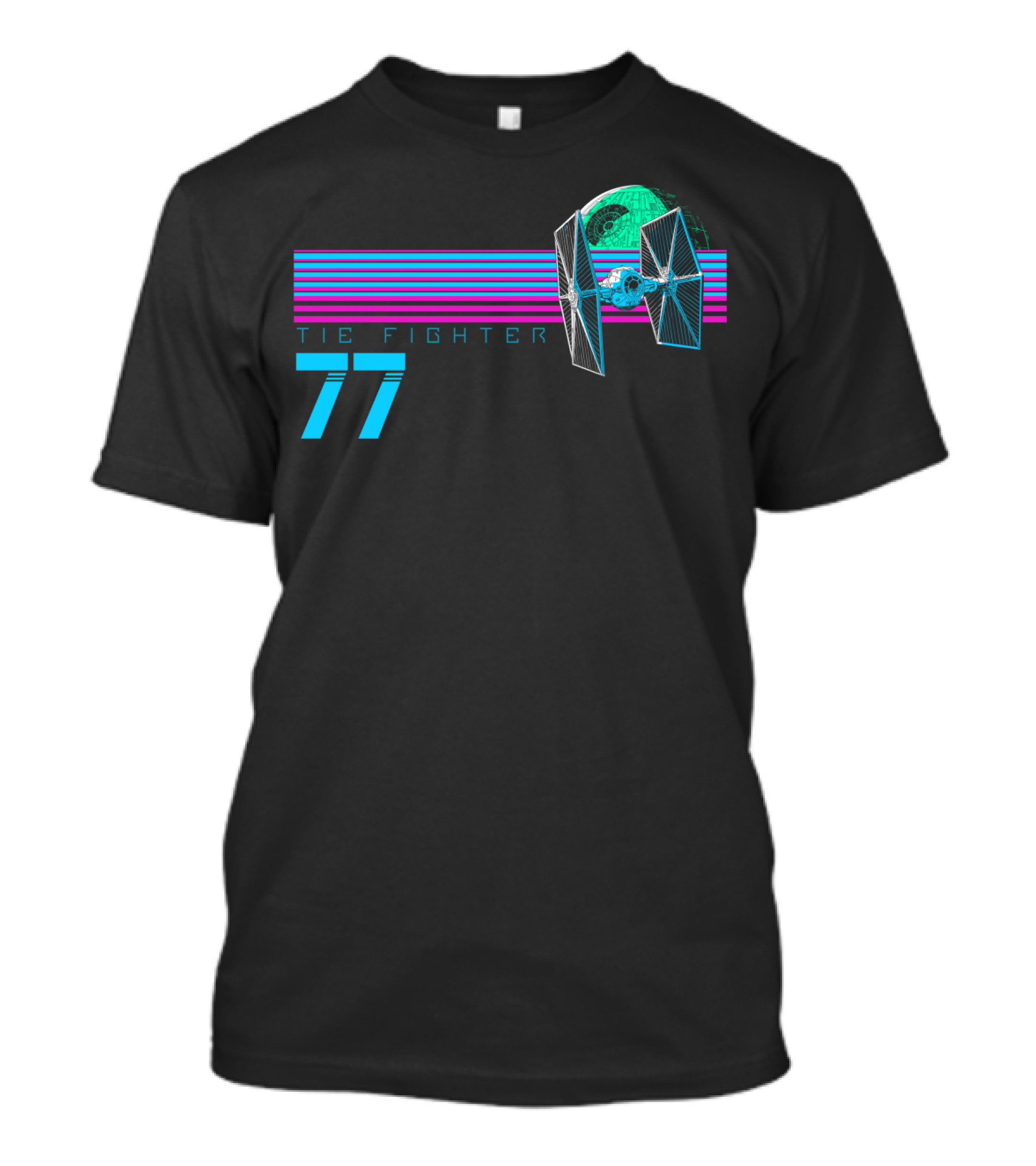 TIE Fighter 77 Retro Stripe Death Star T-Shirt