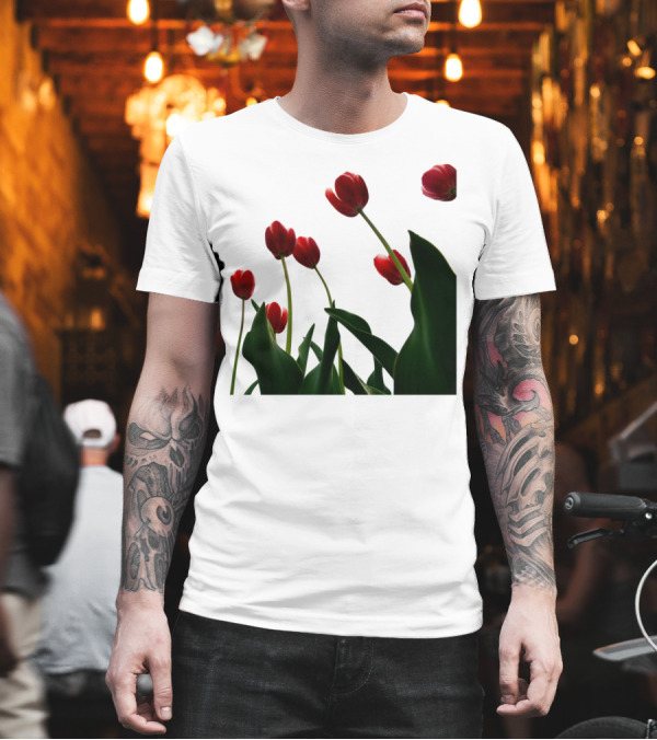 Red Tulips From The Bottom Up Blossoming Elegance T-Shirt Red Tulips From The Bottom Up Blossoming Elegance T-Shirt