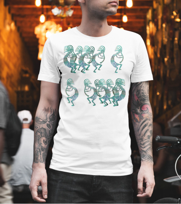 Kokopelli Dance Pattern with Repeating Figures T-Shirt Kokopelli Dance Pattern with Repeating Figures T-Shirt