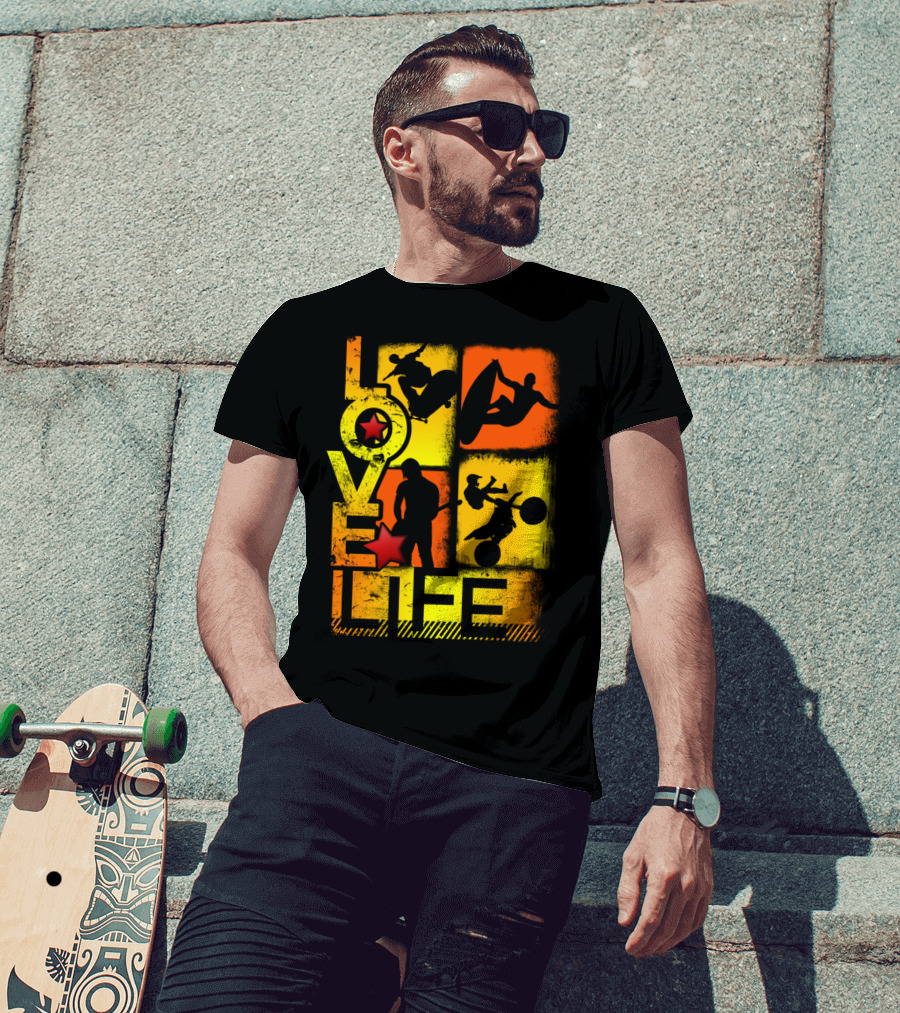 Love Life Extreme Sports Surfing Skateboarding BMX Adventure T-Shirt
