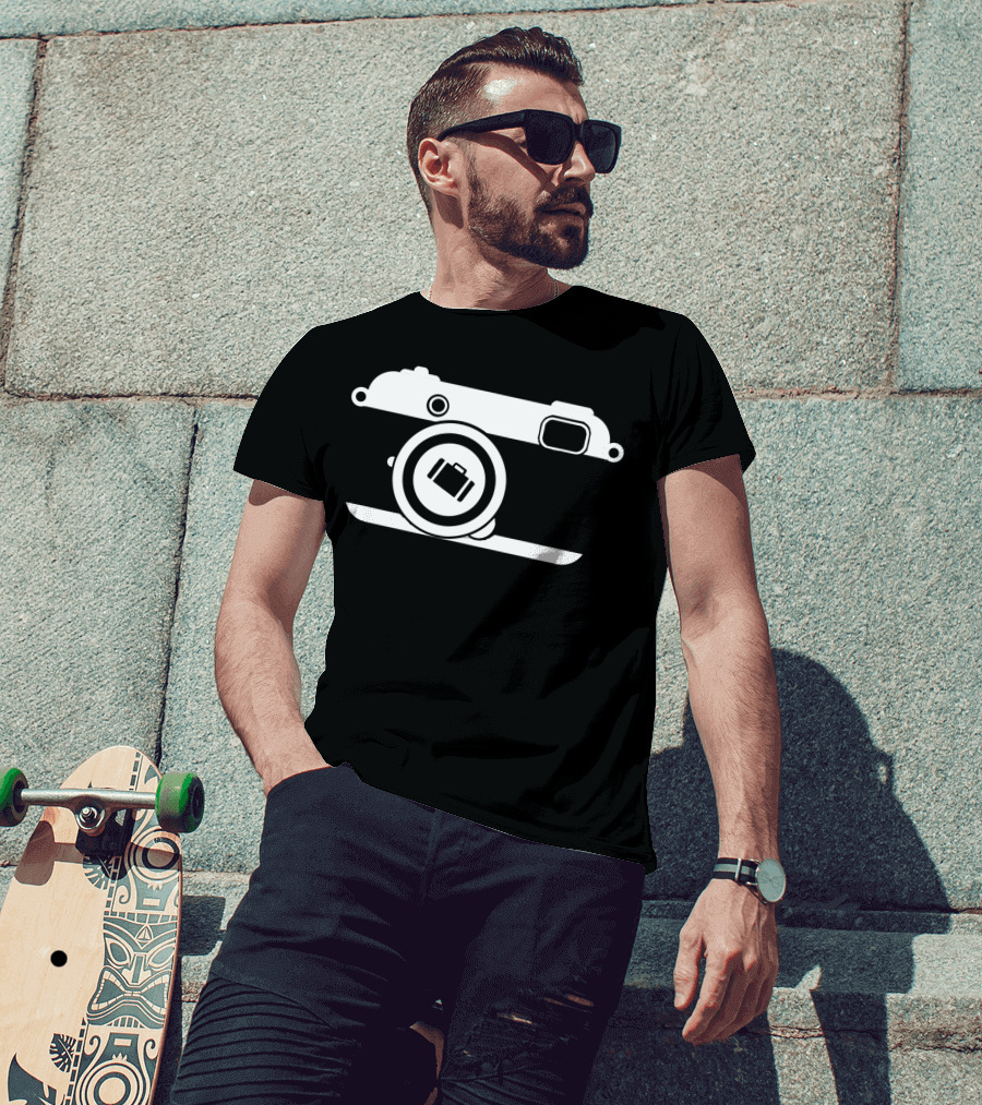 Wortman Photography Vintage Camera Icon With Film Roll T-Shirt