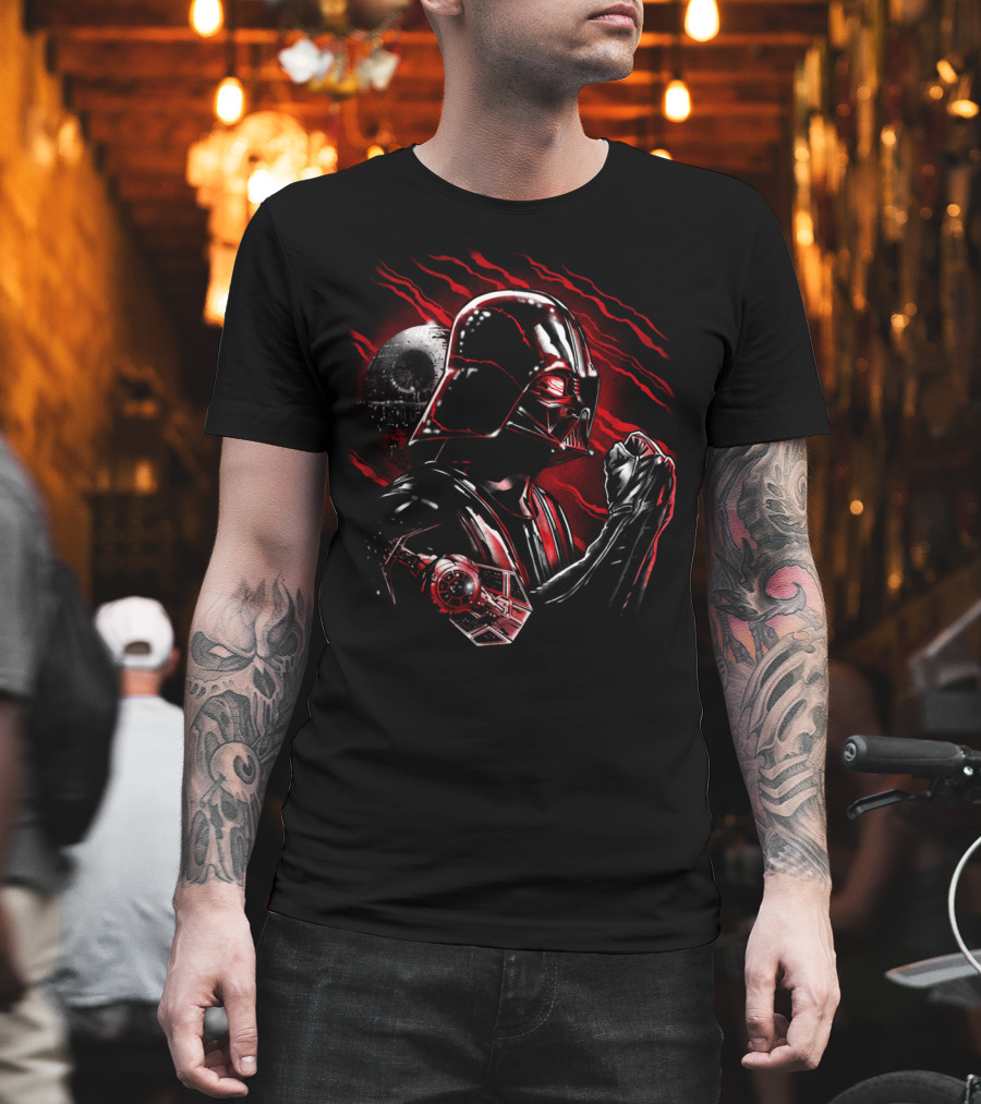Darth Vader Wrath Death Star Background T-Shirt