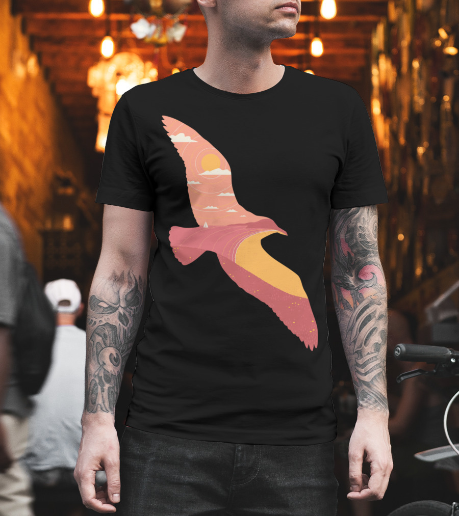 Larus Sinus Seagull Sunset Waves Sky T-Shirt