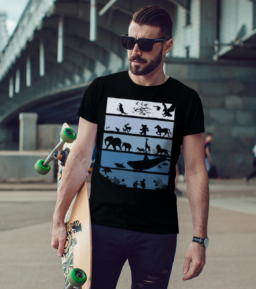 Animal Silhouettes Across Habitats Story T-Shirt