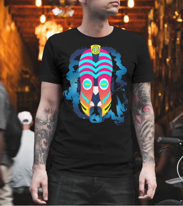 Oduponkpehe Agama Smoke Warrior Mask Colorful Tribal T-Shirt Oduponkpehe Agama Smoke Warrior Mask Colorful Tribal T-Shirt