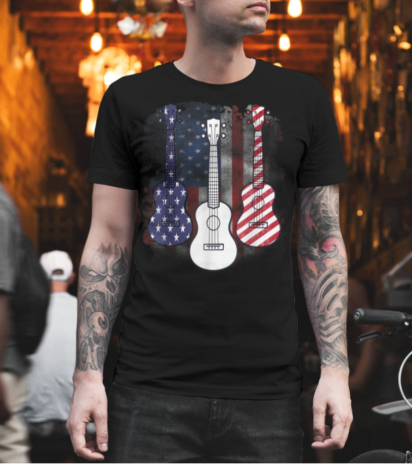 Patriotic Red White Blue American Flag Guitars 4th of July T-Shirt Patriotic Red White Blue American Flag Guitars 4th of July T-Shirt
