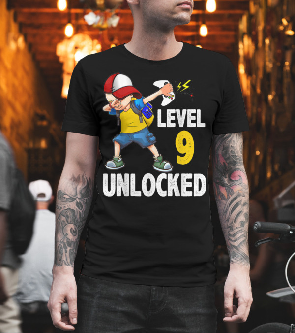 Level 9 Unlocked Video Gamer Dabbing Controller Birthday T-Shirt Level 9 Unlocked Video Gamer Dabbing Controller Birthday T-Shirt