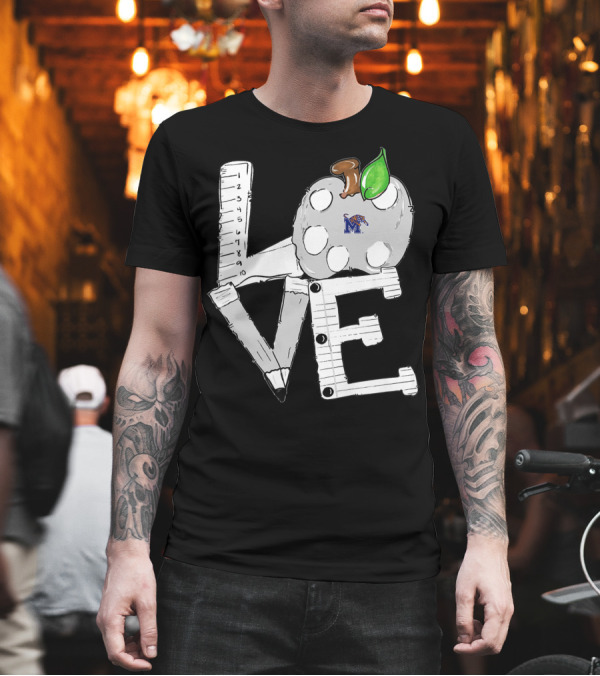 Memphis Tigers Love Student Tailgating Apple Ruler Pencil T-Shirt Memphis Tigers Love Student Tailgating Apple Ruler Pencil T-Shirt