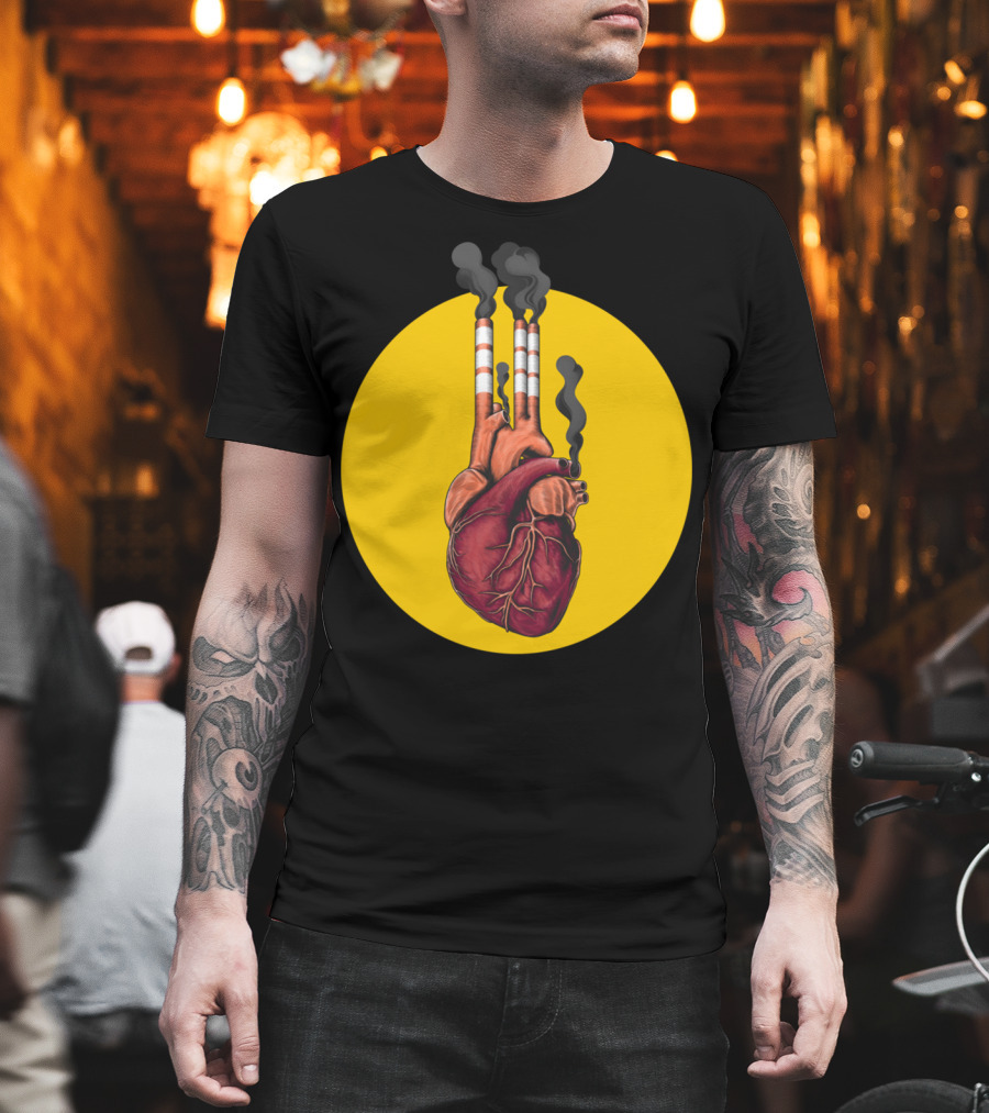 Heart Smoke Smokestack Fusion Yellow Circle T-Shirt