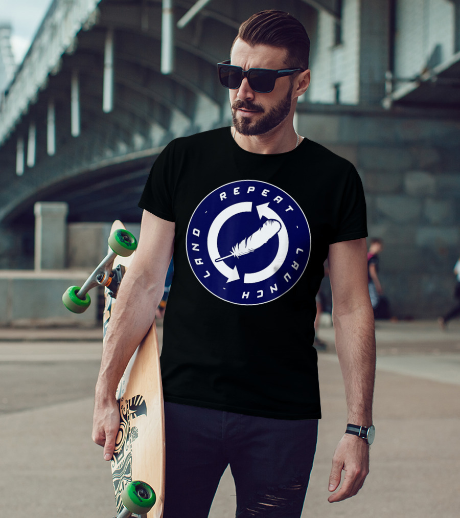 Repeat Launch Land Blue Origin Rocket Feather T-Shirt